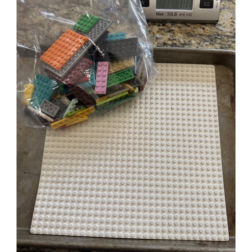 LEGO Mixed Tile Lot Flat Finishing Plate MIXED COLORS 6 Ounces Plus Large White